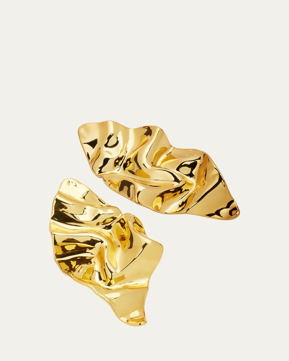 ALEXIS BITTAR Crumpled Gold Large Post Earrings | Thumbnail 3