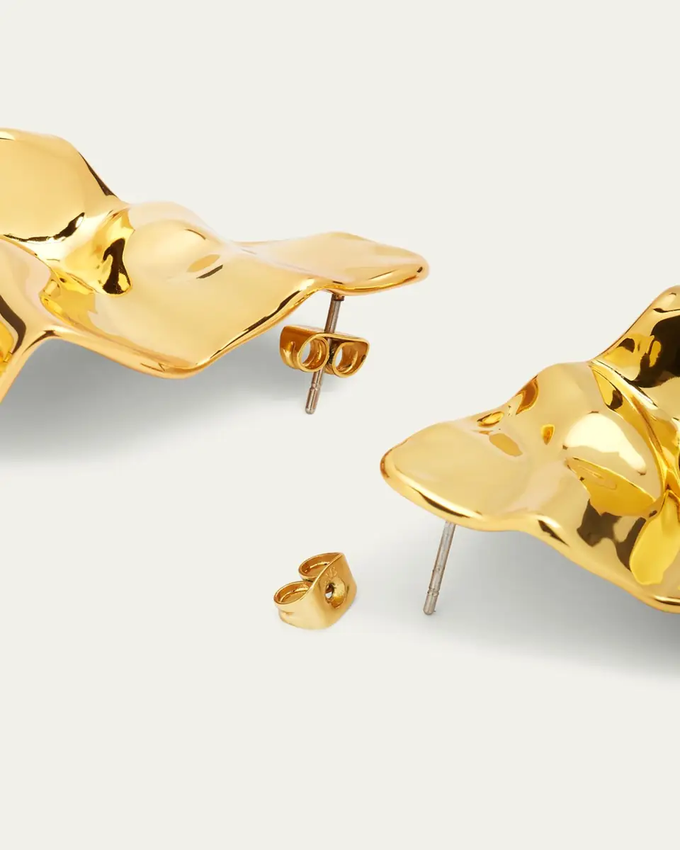 ALEXIS BITTAR Crumpled Gold Large Post Earrings | Thumbnail 4