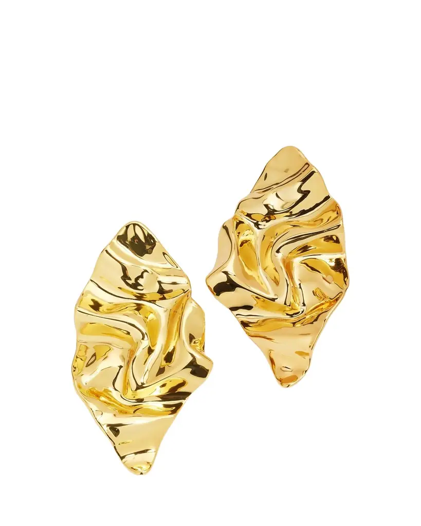 Alexis Bittar Crumpled Gold Large Post Earrings | Image 1 Alexis Bittar Crumpled Gold Large Post Earrings | Image 1