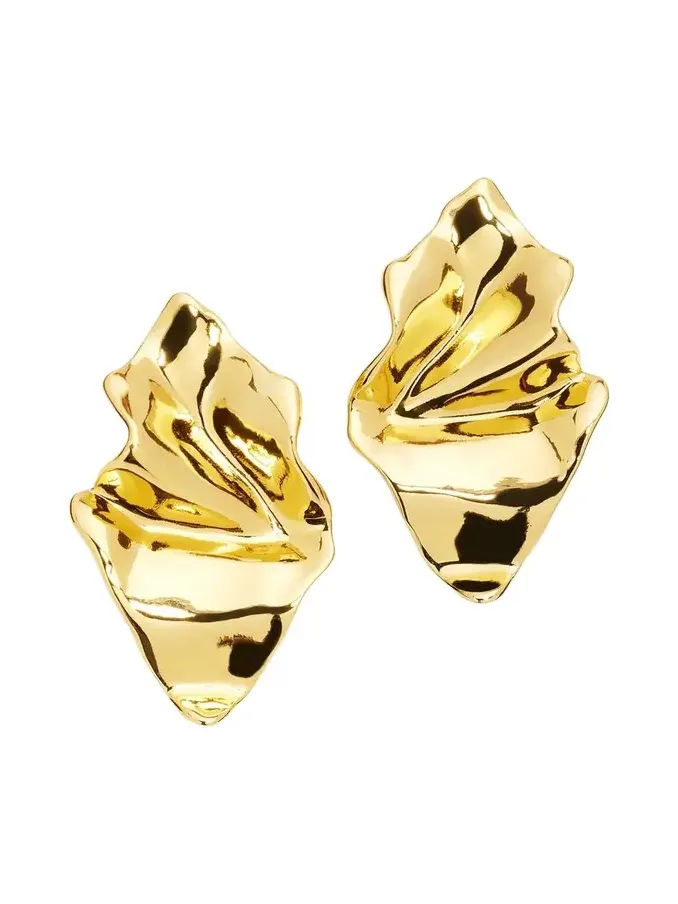 Crumpled Gold Small Post Earrings