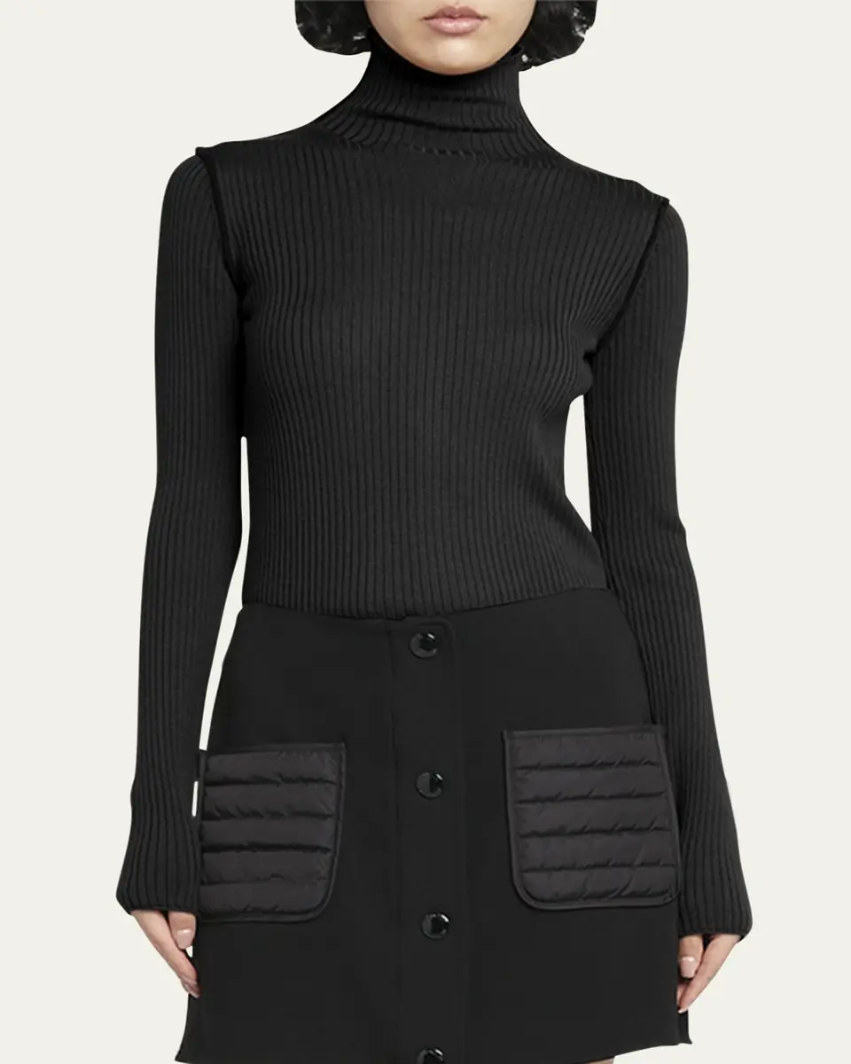 Moncler Extra Fine Wool Ribbed Turtleneck Sweater | Thumbnail 4 Moncler Extra Fine Wool Ribbed Turtleneck Sweater | Thumbnail 4
