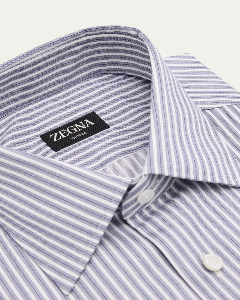 Zegna Men's Trofeo Cotton Multi-Stripe Dress Shirt | Thumbnail 2 Zegna Men's Trofeo Cotton Multi-Stripe Dress Shirt | Thumbnail 2