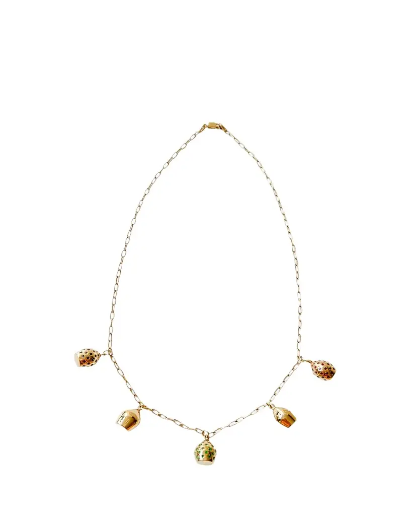 Haute Victoire Colored Stone 5 Lune Necklace, 15"L | Image 1 Haute Victoire Colored Stone 5 Lune Necklace, 15"L | Image 1