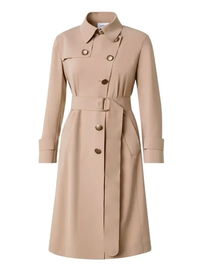 Techno Laser Cut Crepe Belted Trench Coat