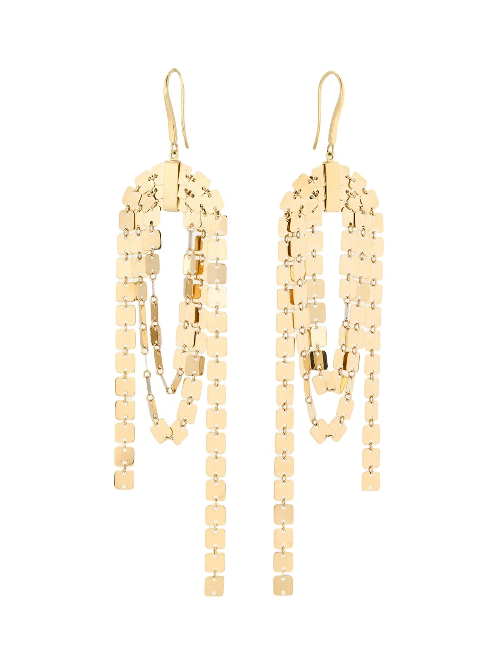 14K Yellow Gold Laser Square Linear Cascade Earrings 14K Yellow Gold Laser Square Linear Cascade Earrings