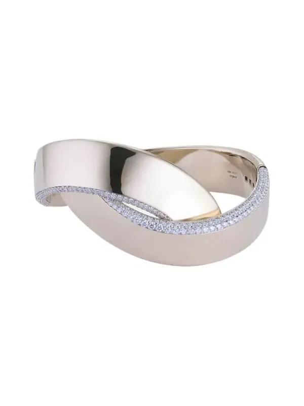 Abbraccio 18K White Gold Demi Pave Bangle