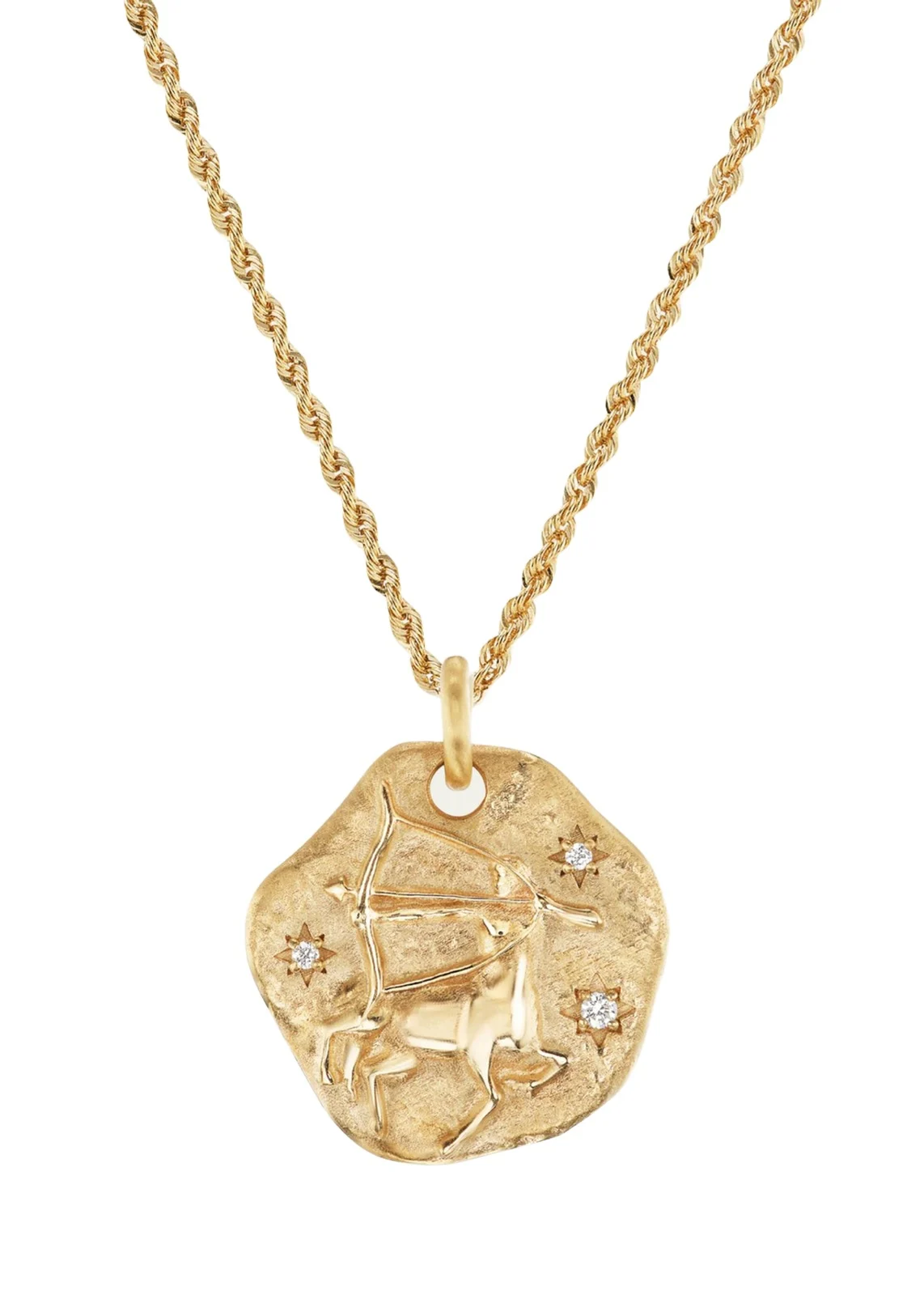 18K Yellow Gold Large Diamond Zodiac Pendant Necklace 18K Yellow Gold Large Diamond Zodiac Pendant Necklace