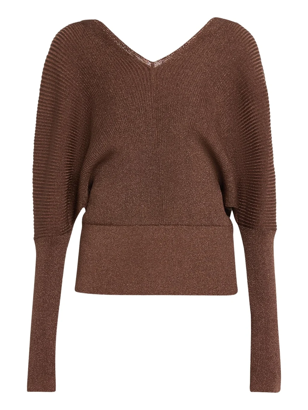 Lafayette 148 New York Ribbed Shimmer Dolman-Sleeve Sweater