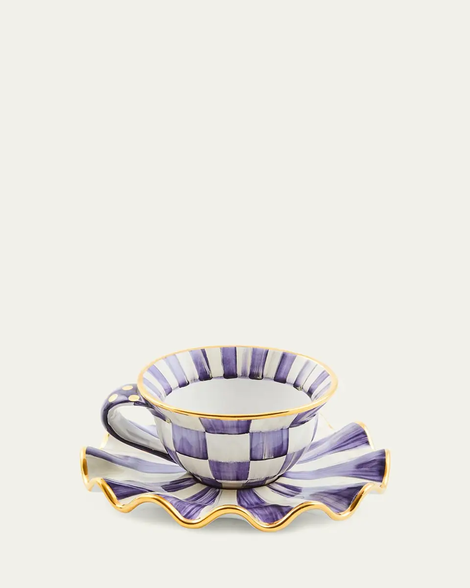 MacKenzie-Childs Violet Check Ceramic Teacup | Thumbnail 3