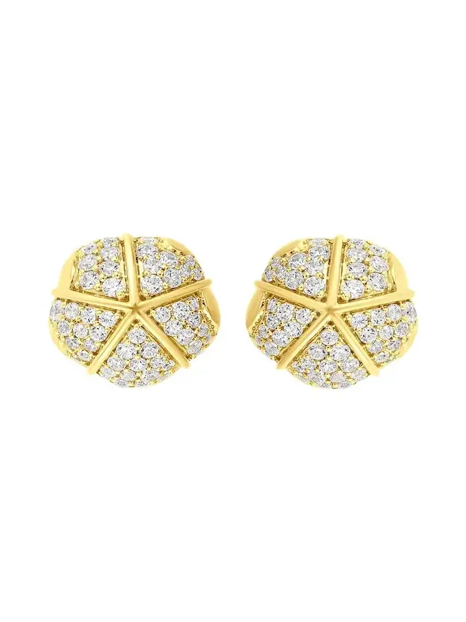 18K Yellow Gold Terra Nova Grande Pave Stud Earrings with White Diamonds