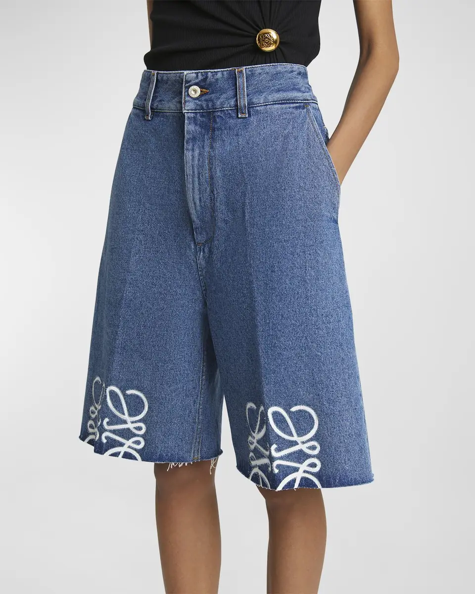 Loewe Anagram Long Denim Shorts | Thumbnail 4