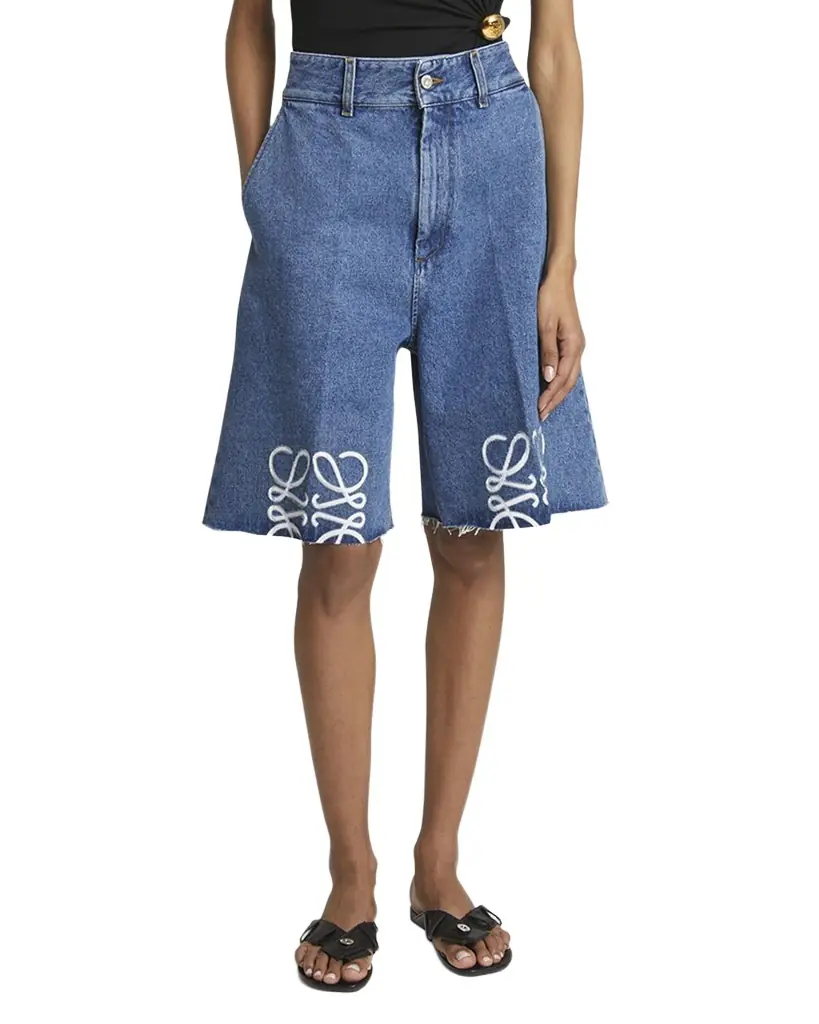 Loewe Anagram Long Denim Shorts | Image 1 Loewe Anagram Long Denim Shorts | Image 1