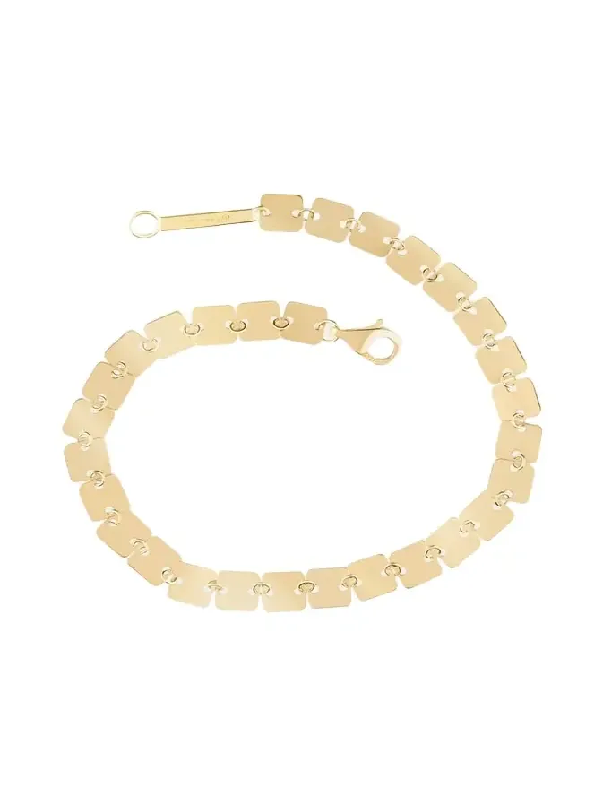 14K Gold Laser Square Chain Bracelet