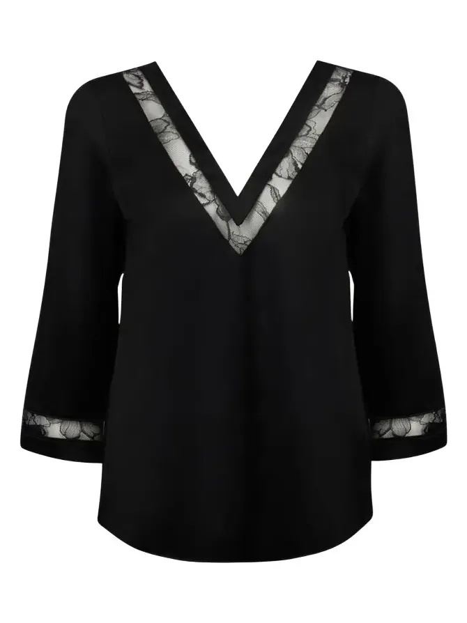 Adorable En Sexy Lace-Inset Pajama Top Adorable En Sexy Lace-Inset Pajama Top
