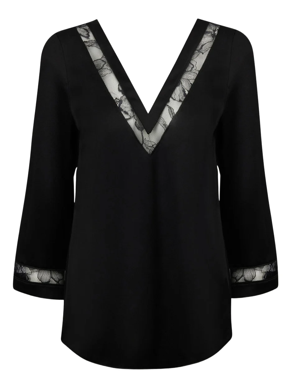 Adorable En Sexy Lace-Inset Pajama Top Adorable En Sexy Lace-Inset Pajama Top