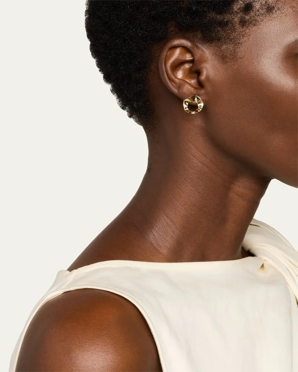 Lana 14K Yellow Gold Geometric Crinkle Stud Earrings | Thumbnail 2