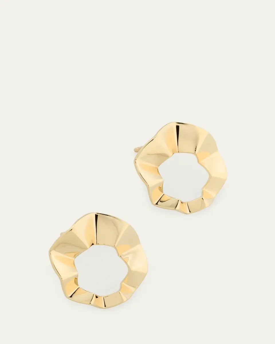 Lana 14K Yellow Gold Geometric Crinkle Stud Earrings | Thumbnail 3
