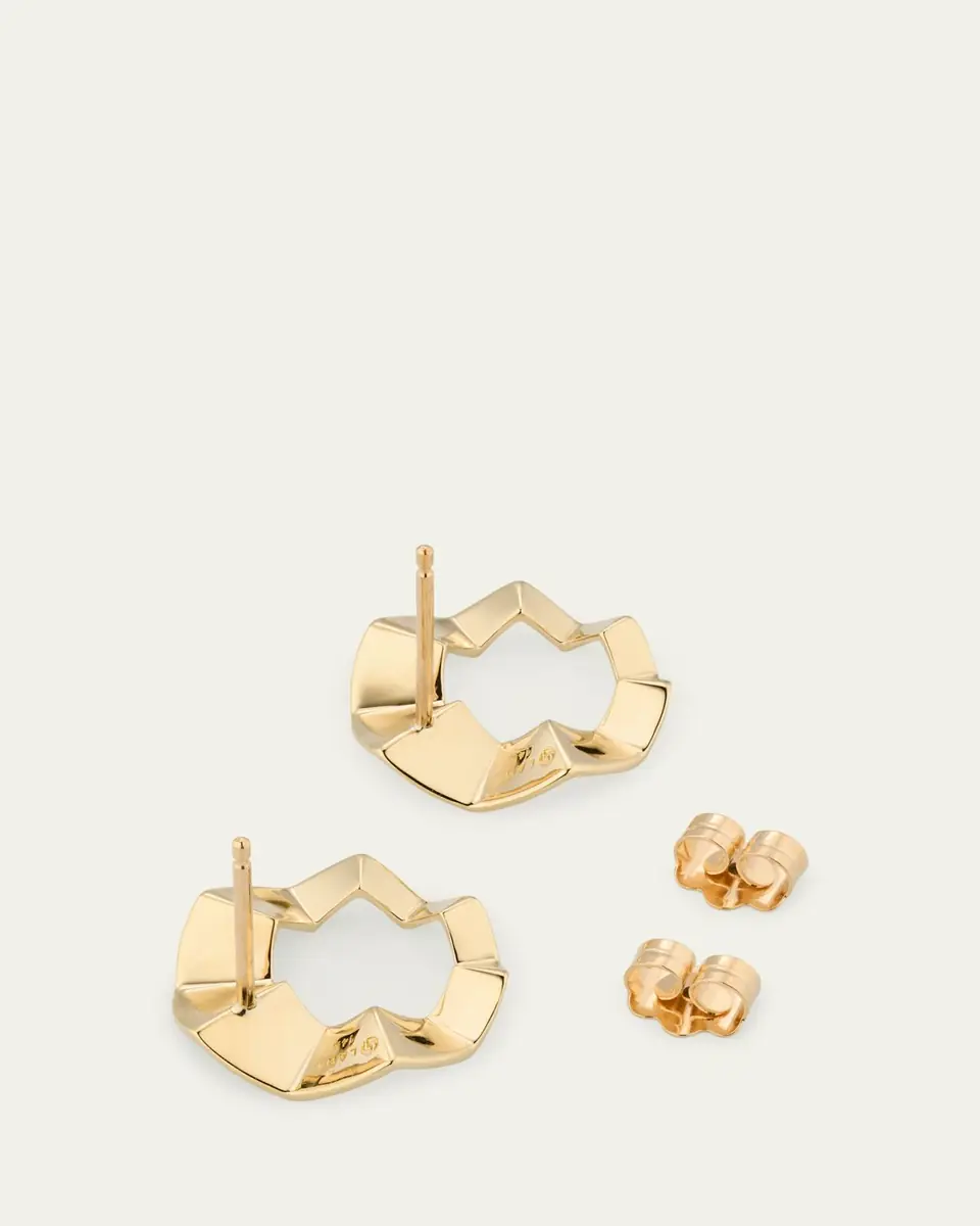 Lana 14K Yellow Gold Geometric Crinkle Stud Earrings | Thumbnail 4