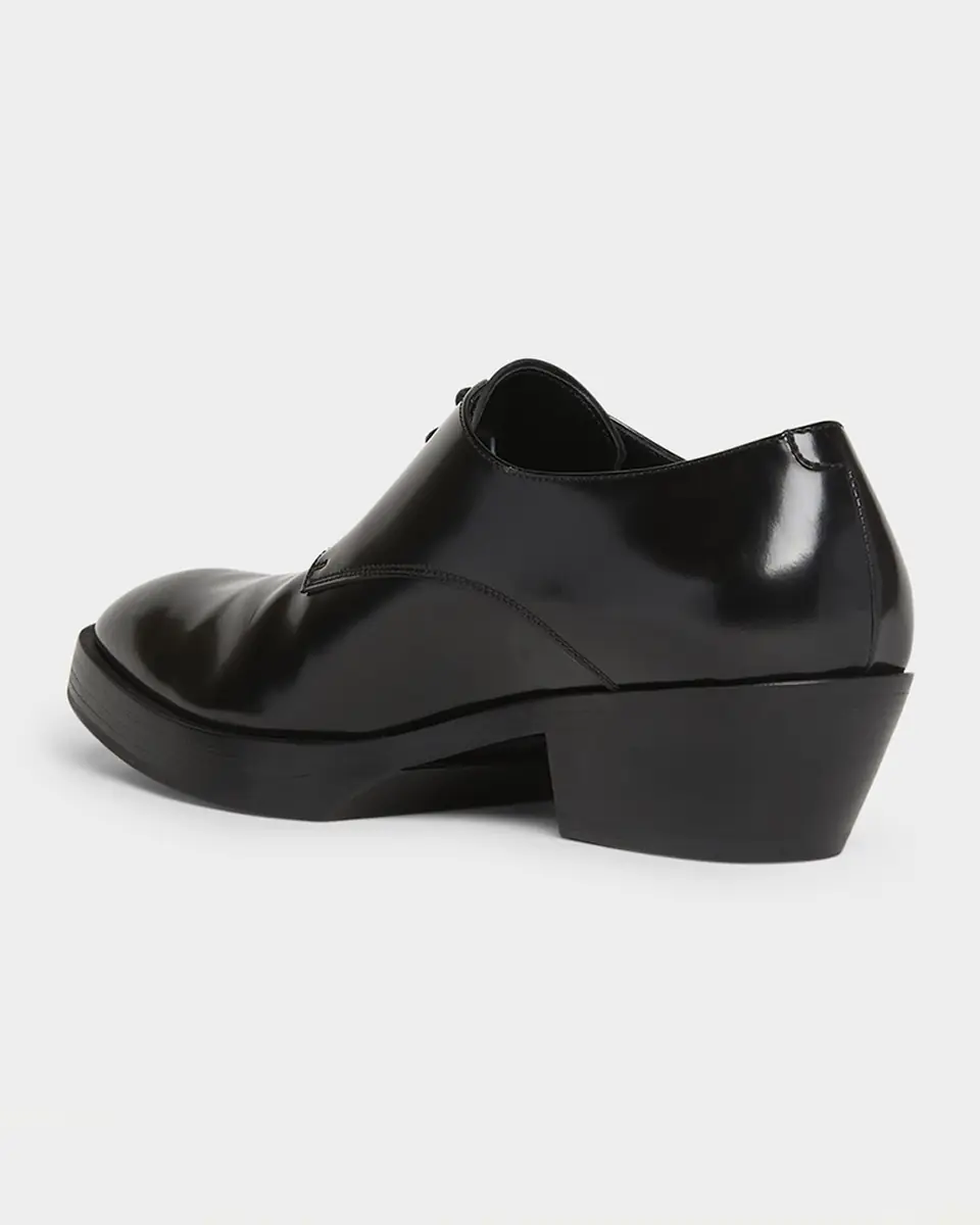 Bottega Veneta Men's Dalton Cuban-Heel Leather Derby Shoes | Thumbnail 3