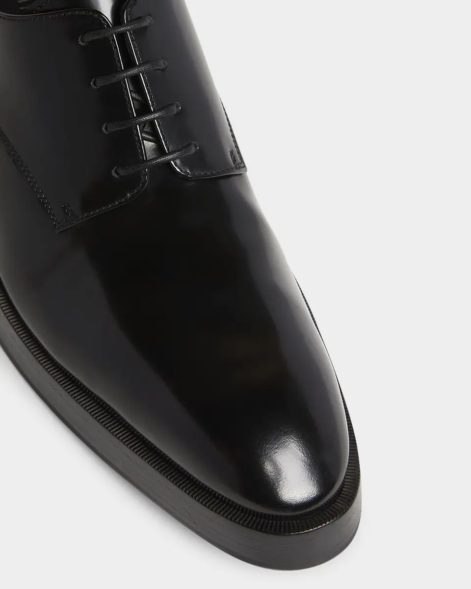 Bottega Veneta Men's Dalton Cuban-Heel Leather Derby Shoes | Thumbnail 4