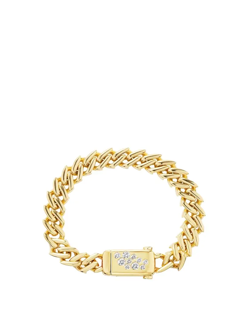 18K Yellow Gold Diamond Curb Chain Bracelet