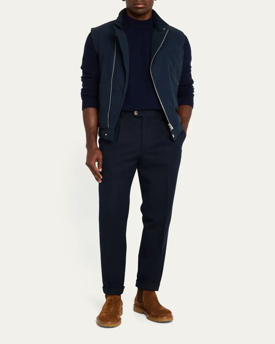 Brunello Cucinelli Men's Pleated Twill Trousers | Thumbnail 2 Brunello Cucinelli Men's Pleated Twill Trousers | Thumbnail 2