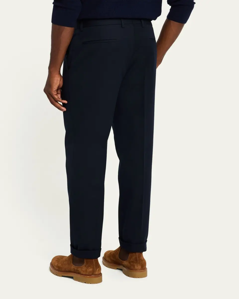 Brunello Cucinelli Men's Pleated Twill Trousers | Thumbnail 3 Brunello Cucinelli Men's Pleated Twill Trousers | Thumbnail 3