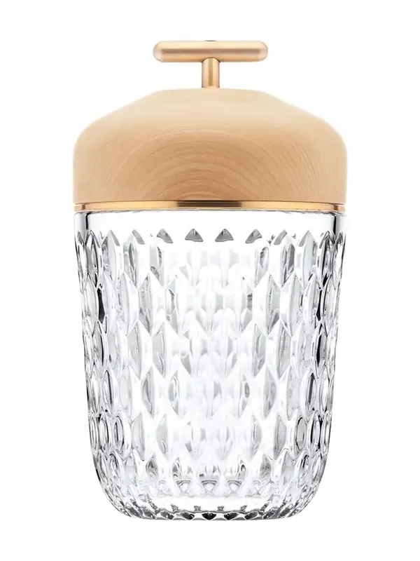Saint Louis Crystal Folia Clear Woodbrushed Brass Finish Portable Lamp