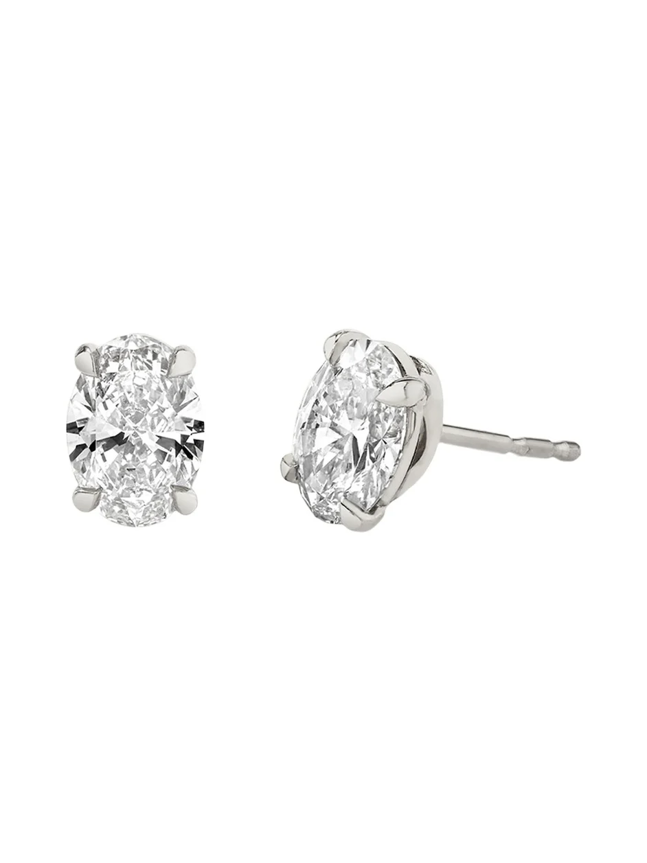14K White Gold Oval Solitaire Lab Grown Diamond Stud Earrings, 1.00tcw 14K White Gold Oval Solitaire Lab Grown Diamond Stud Earrings, 1.00tcw