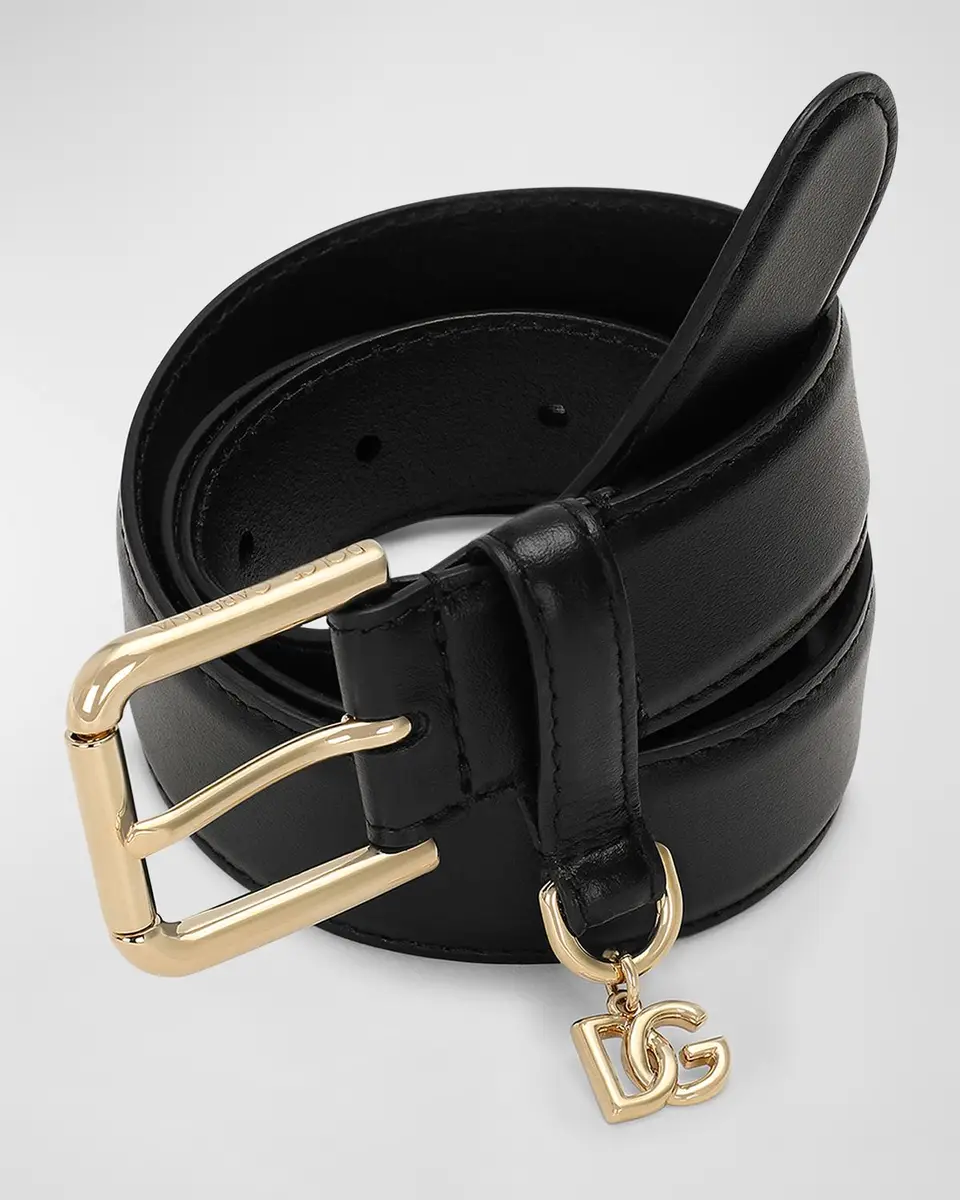 Dolce & Gabbana DG Charm Smooth Leather & Brass Belt | Thumbnail 4