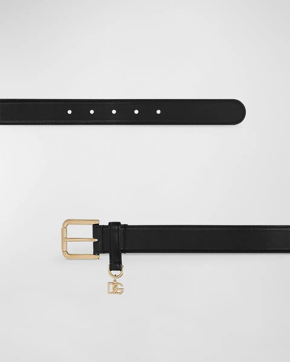 Dolce & Gabbana DG Charm Smooth Leather & Brass Belt | Thumbnail 5