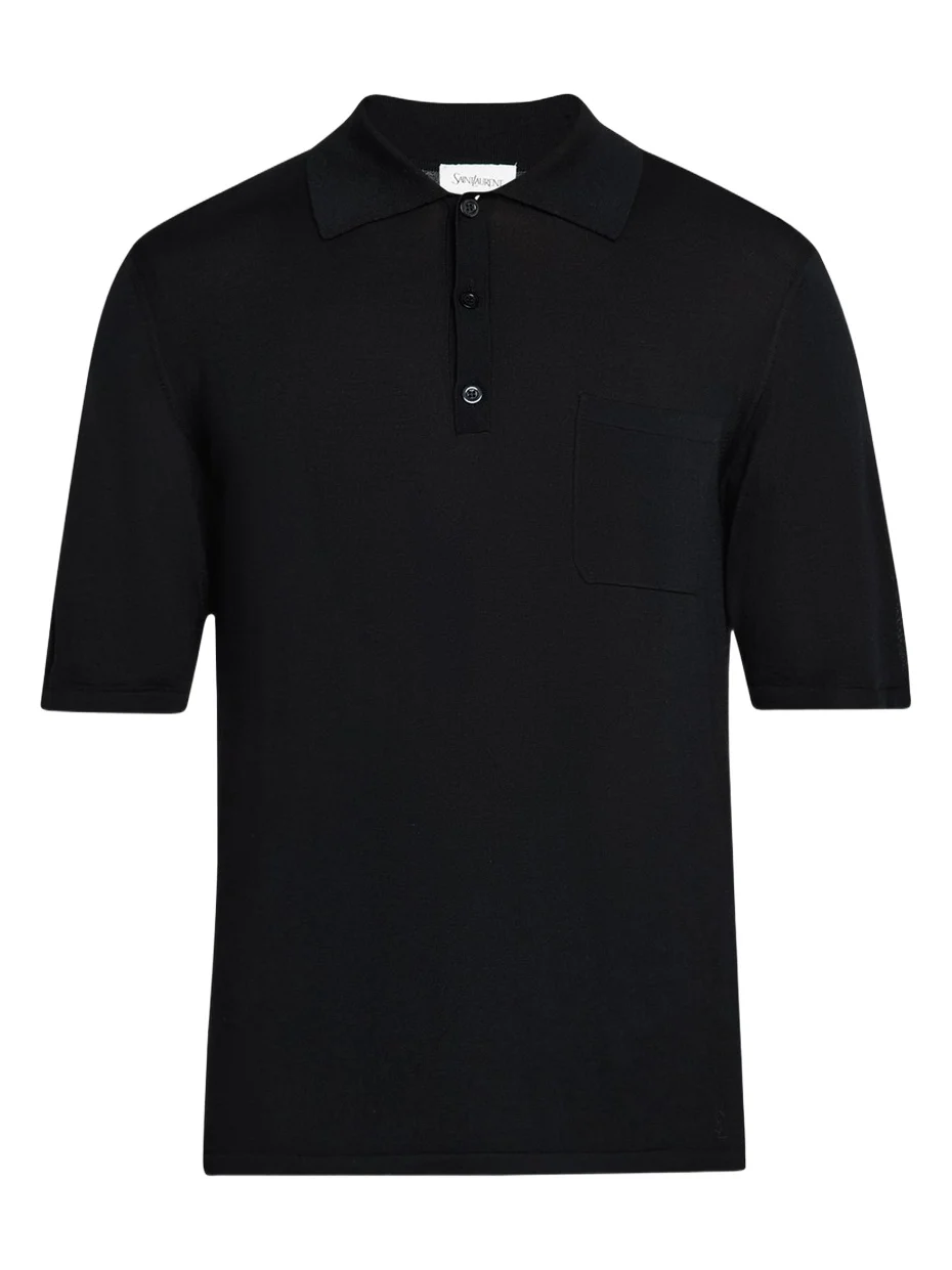 Saint Laurent Men's Fine Gauge Wool Polo Shirt