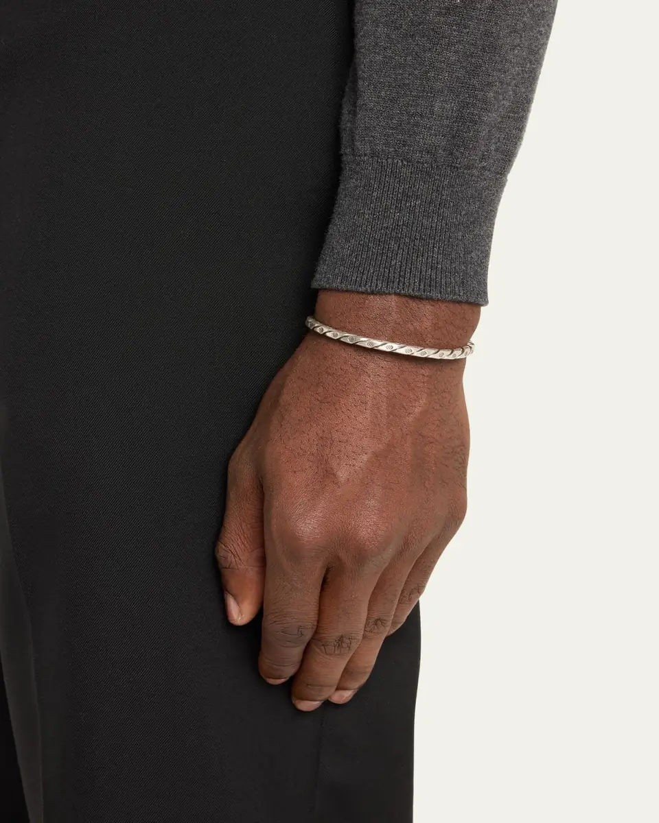 Jan Leslie Men's Sterling Silver Twist and Screw Cuff Bracelet | Thumbnail 2