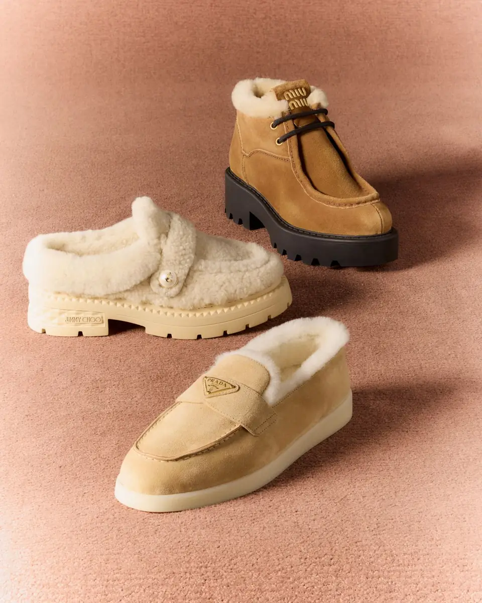 Miu Miu Suede Shearling Lace-Up Chukka Booties | Thumbnail 4