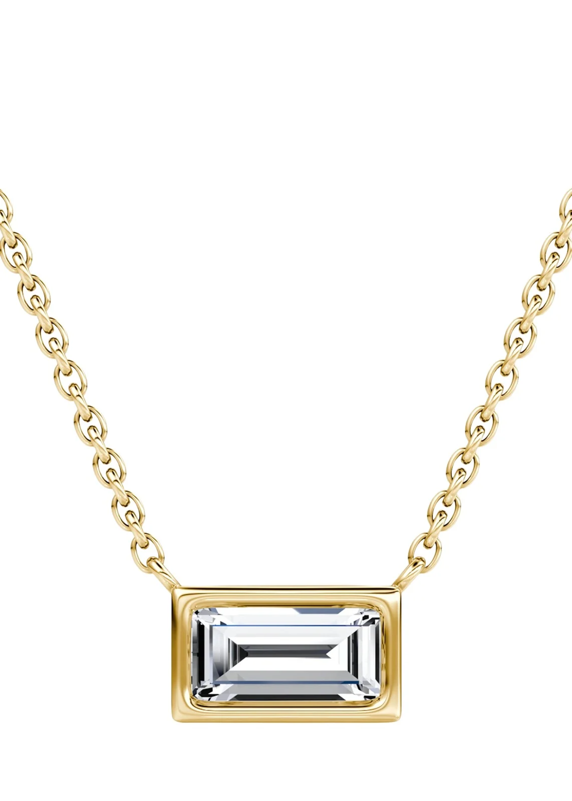 14K Yellow Gold Bezel Lab Grown Diamond Necklace, 18"L, 0.5tcw