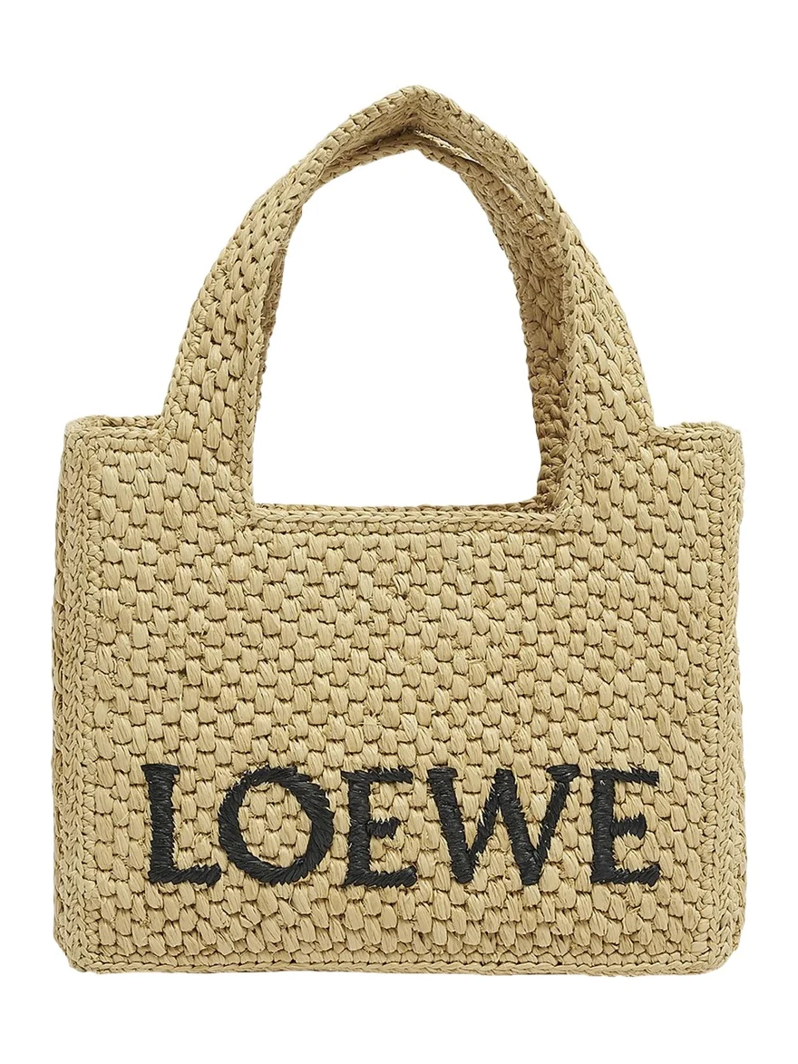 x Paula's Ibiza Font Logo Mini Tote Bag in Raffia x Paula's Ibiza Font Logo Mini Tote Bag in Raffia