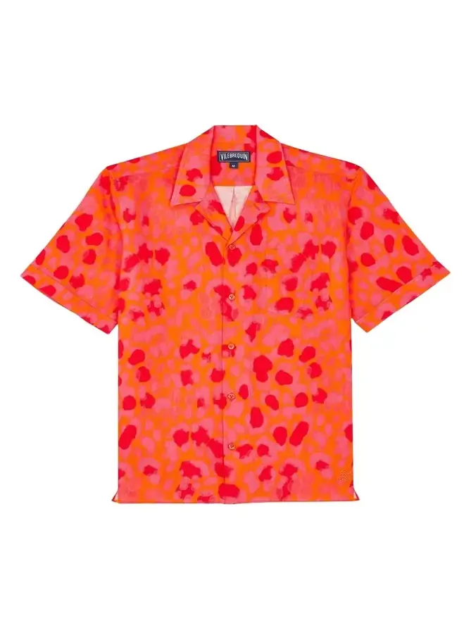 Men's New Leopard Linen Camp Shirt Men's New Leopard Linen Camp Shirt