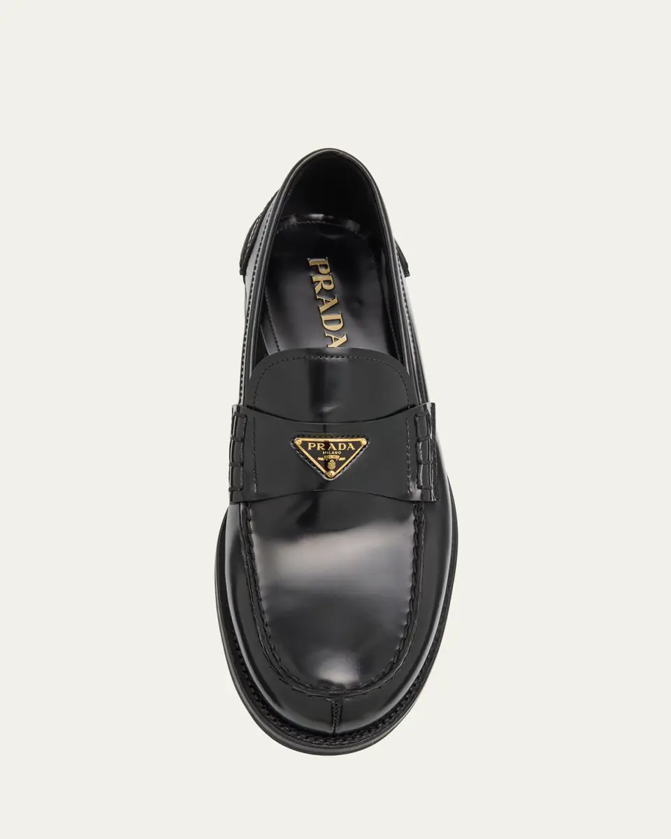 Prada Men's Brushed Leather Split-Toe Loafers | Thumbnail 3
