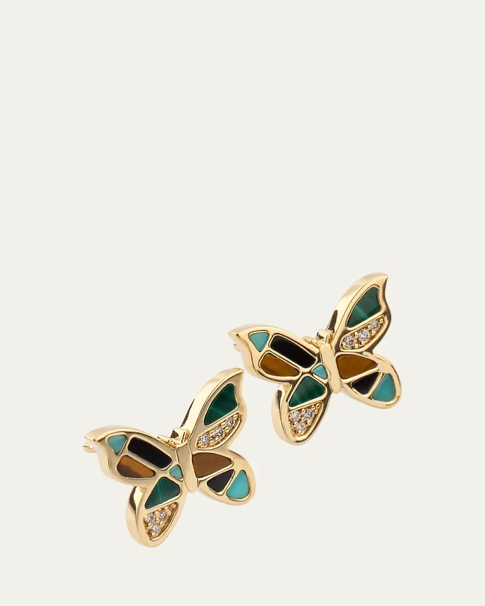Sydney Evan 14K Yellow Gold Mosaic Butterfly Stud Earrings with Diamonds | Thumbnail 2 Sydney Evan 14K Yellow Gold Mosaic Butterfly Stud Earrings with Diamonds | Thumbnail 2