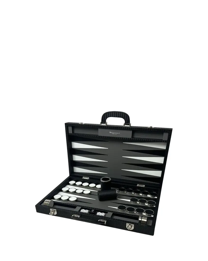 Renzo Romagnoli Carbon Fiber Large Backgammon Set | Image 1 Renzo Romagnoli Carbon Fiber Large Backgammon Set | Image 1