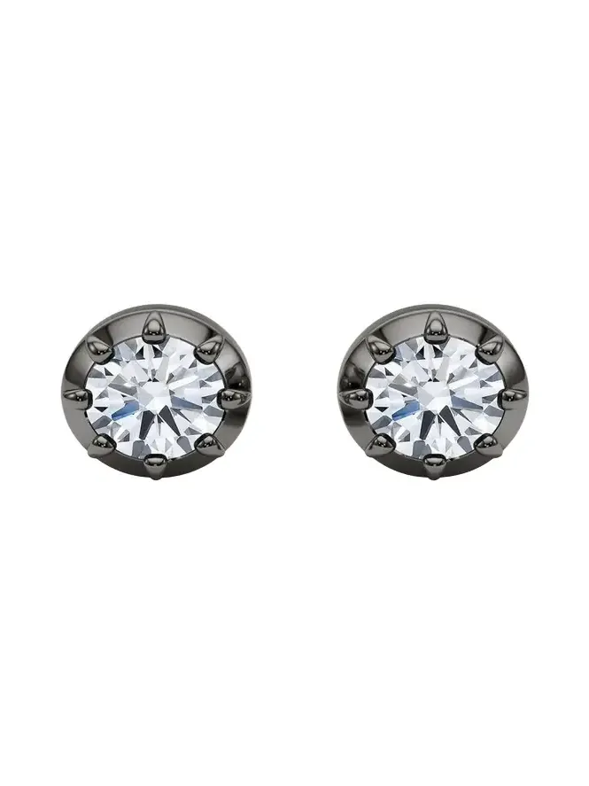 18K Georgian Cut Lab Grown Diamond Stud Earrings, 4.0tcw