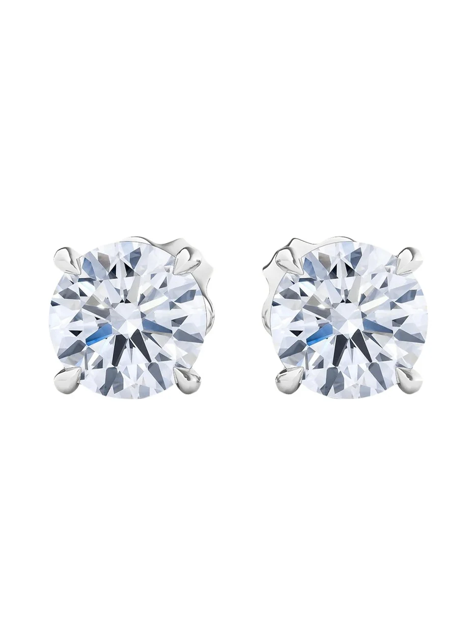 18K Round Brilliant Lab Grown Diamond Stud Earrings, 4.0tcw 18K Round Brilliant Lab Grown Diamond Stud Earrings, 4.0tcw