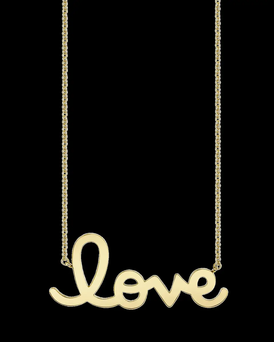Sydney Evan Pure Gold Big Love Script Necklace | Thumbnail 2 Sydney Evan Pure Gold Big Love Script Necklace | Thumbnail 2