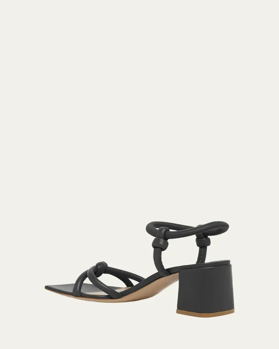 Gianvito Rossi Knotted Leather Block-Heel Sandals | Thumbnail 2