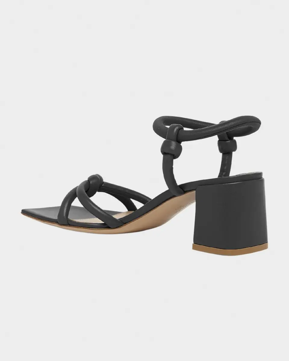 Gianvito Rossi Knotted Leather Block-Heel Sandals | Thumbnail 9