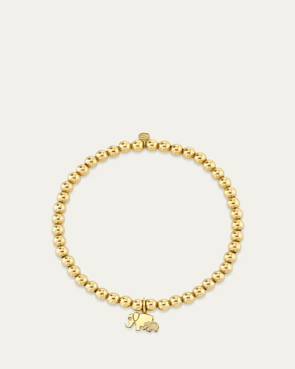 Sydney Evan 14K Yellow Gold Bead and Elephant Family Charm Bracelet | Thumbnail 2 Sydney Evan 14K Yellow Gold Bead and Elephant Family Charm Bracelet | Thumbnail 2