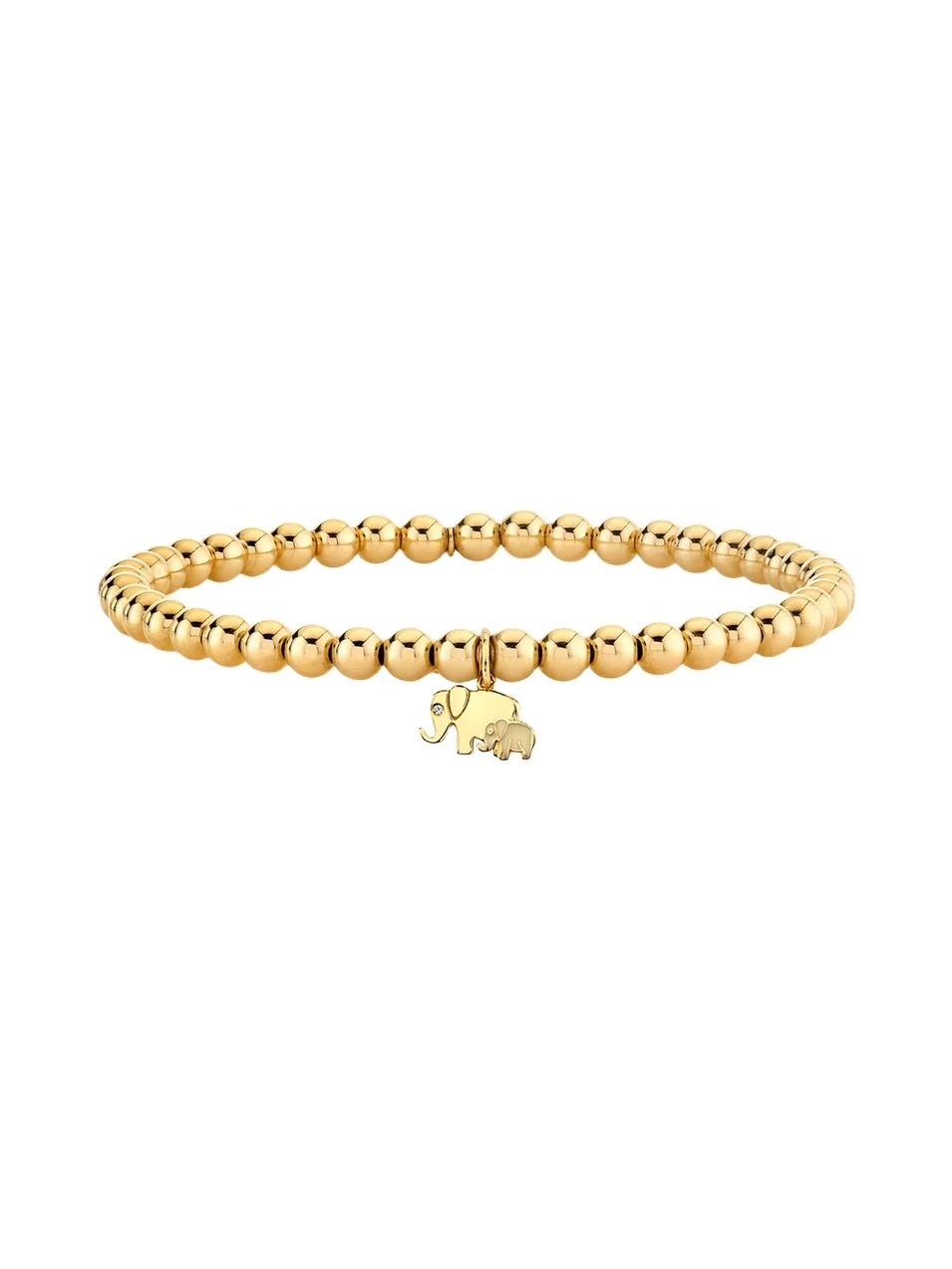 Sydney Evan 14K Yellow Gold Bead and Elephant Family Charm Bracelet