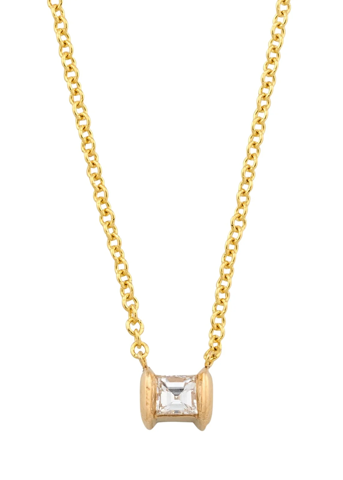 Yellow Gold Mini Anchor Carre Diamond Necklace Yellow Gold Mini Anchor Carre Diamond Necklace