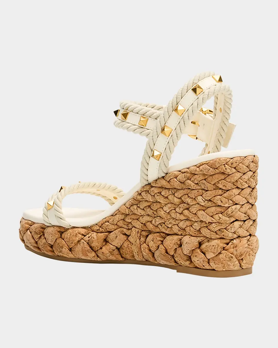 Valentino Garavani Rockstud Leather Wedge Espadrille Sandals | Thumbnail 8 Valentino Garavani Rockstud Leather Wedge Espadrille Sandals | Thumbnail 8