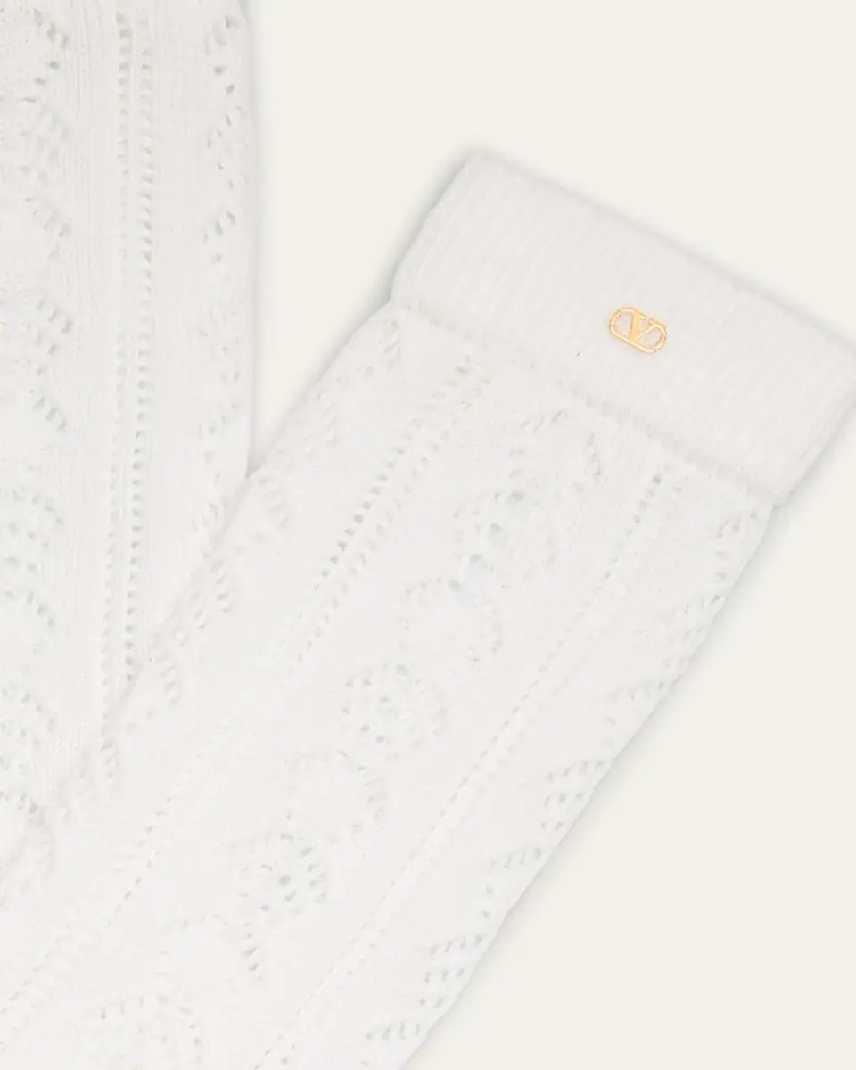 Valentino Garavani Men's VLogo Cotton Knit Over-Calf Socks | Thumbnail 2 Valentino Garavani Men's VLogo Cotton Knit Over-Calf Socks | Thumbnail 2